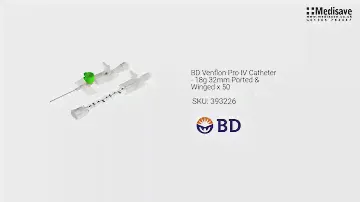 BD Venflon Pro IV Catheter 18g 32mm Ported Winged x 50 393226